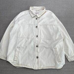 Stoosh Vintage Denim Off-white Barn Chore Coat Button Up Work Jacket XL 330